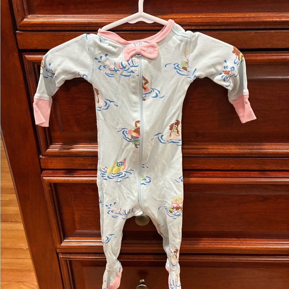 The Beaufort Bonnet Company Swimmer Print Footie with Pink Accents